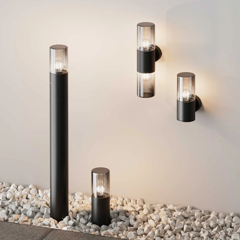 Amas - Borne lumineuse en acier noir moderne