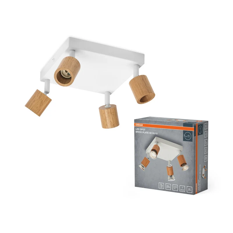 OSRAM LED Spot Brick Lampada da soffitto 4xGU10 Bianco e legno