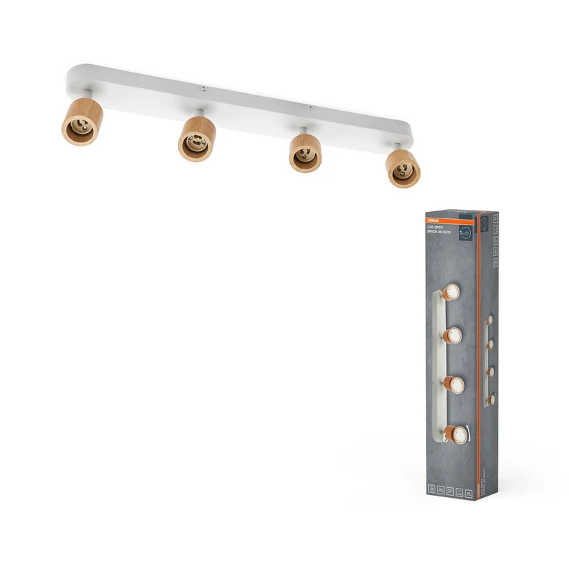 OSRAM LED Spot Brick Lampada da soffitto 4xGU10 Bianco e legno