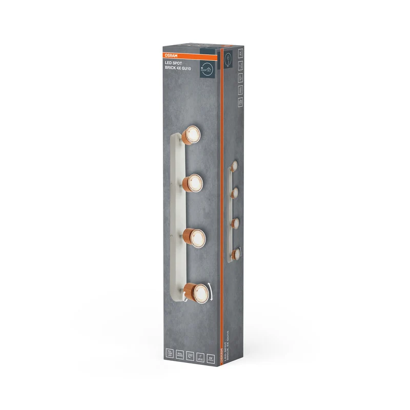 OSRAM LED Spot Brick Lampada da soffitto 4xGU10 Bianco e legno