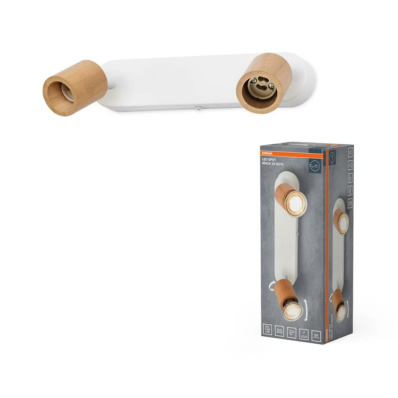 OSRAM LED Spot Brick Lampada da soffitto 2xGU10 Bianco e legno