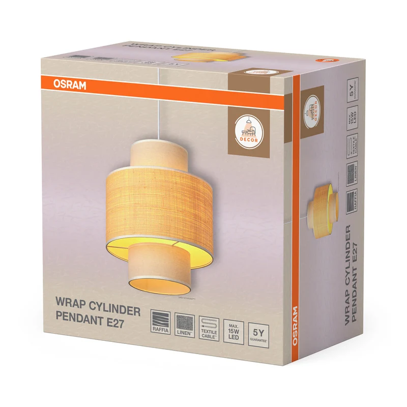 OSRAM DECOR Wrap Cylinder Lampada a sospensione E27 Beige