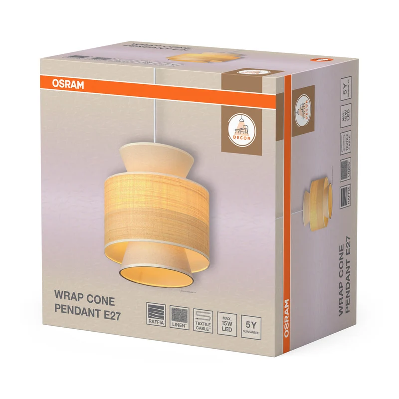 OSRAM DECOR Wrap Cone Lampada a sospensione E27 Beige