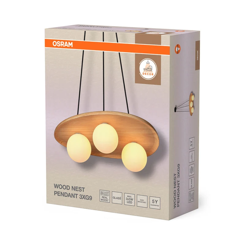 OSRAM DECOR Wood Nest Lampada a sospensione 1xG9 Marrone