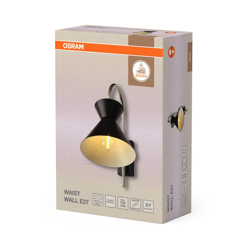 OSRAM DECOR Waist Lampada da parete E27 Nera