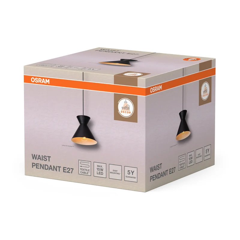OSRAM DECOR Waist Lampada a sospensione E27 Nera