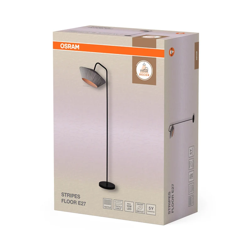 OSRAM DECOR Lampada da terra Stripes 1xE27 Grigio scuro