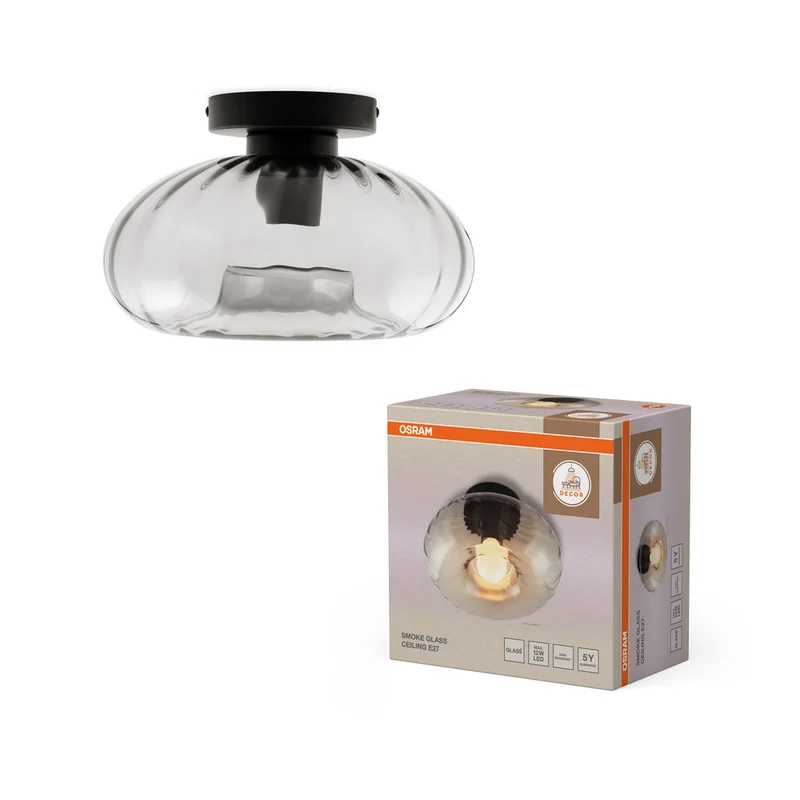 OSRAM DECOR Lampada da soffitto in vetro fumé E27 Nero