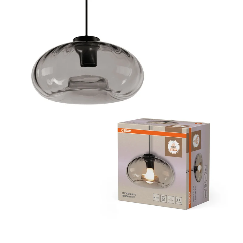 OSRAM DECOR Lampada a sospensione in vetro fumé E27 Nero