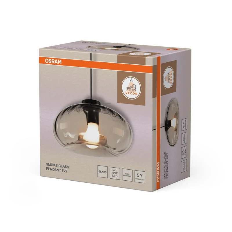 OSRAM DECOR Lampada a sospensione in vetro fumé E27 Nero