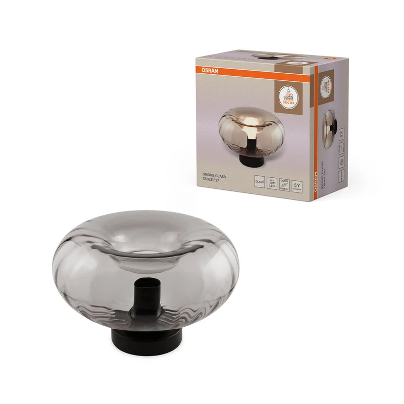 OSRAM DECOR Lampada da terra in vetro fumé E27 nero