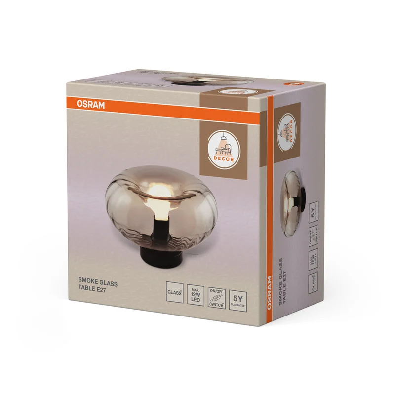 OSRAM DECOR Lampada da terra in vetro fumé E27 nero