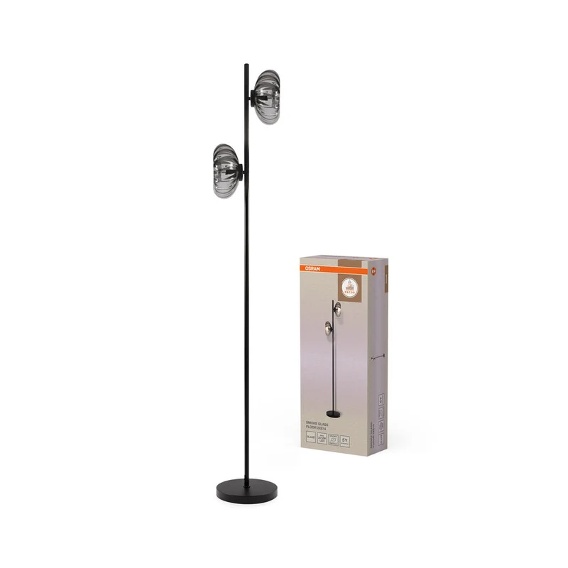 OSRAM DECOR Smoke Glass Lampada da terra 2xE14 Nero
