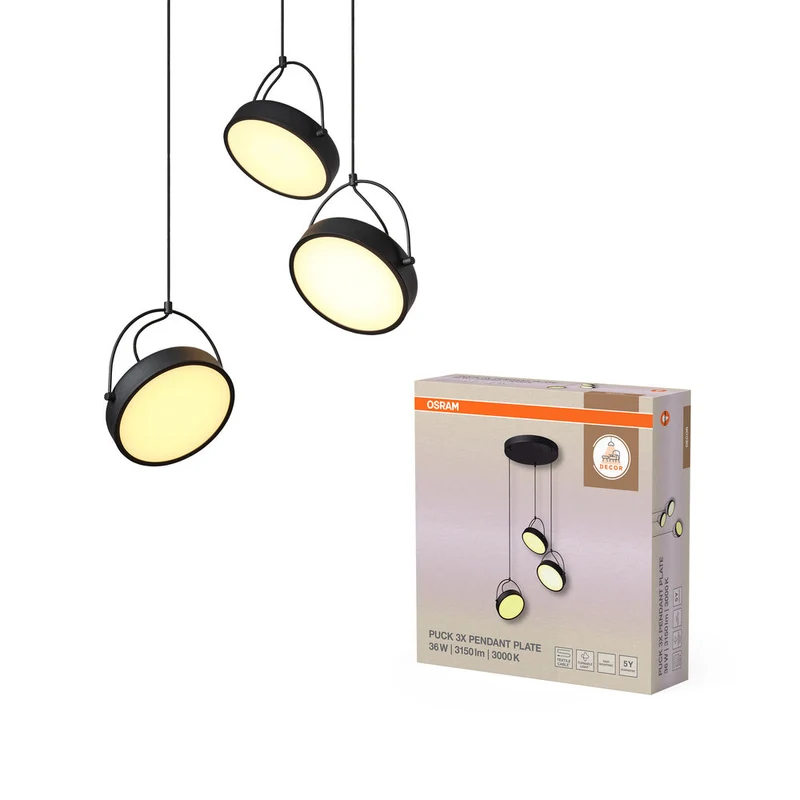 OSRAM DECOR Puck 3xLampada a sospensione PL 36W Nero