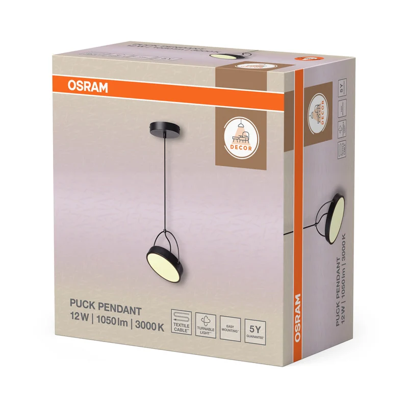 OSRAM DECOR Puck Lampada a sospensione 12W Nero