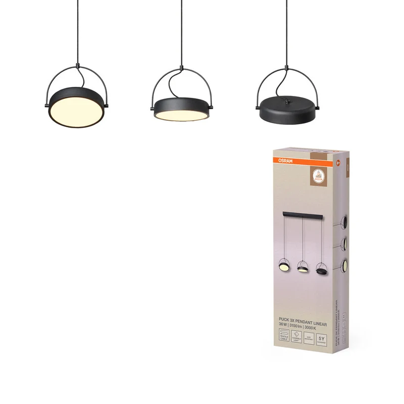 OSRAM DECOR Puck 3x Lampada a sospensione 36W Nero