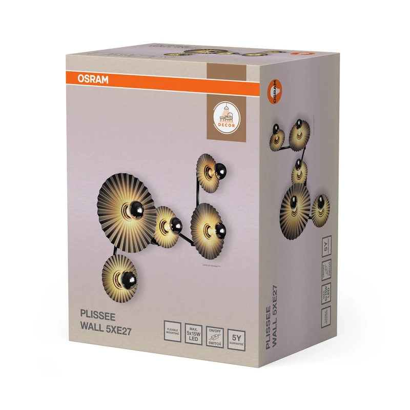 OSRAM DECOR Plisse Applique 5xE27 Grigio scuro