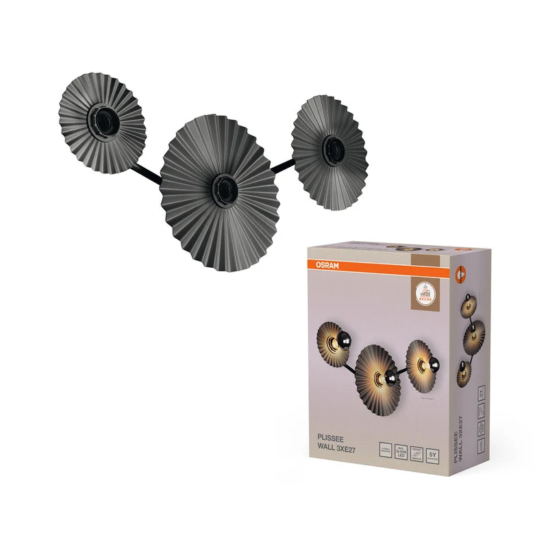 OSRAM DECOR Plisse Applique 3xE27 Grigio scuro