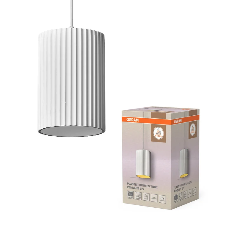 OSRAM DECOR Plaster Routes Tube Lampada a sospensione 1xE27 Bianco