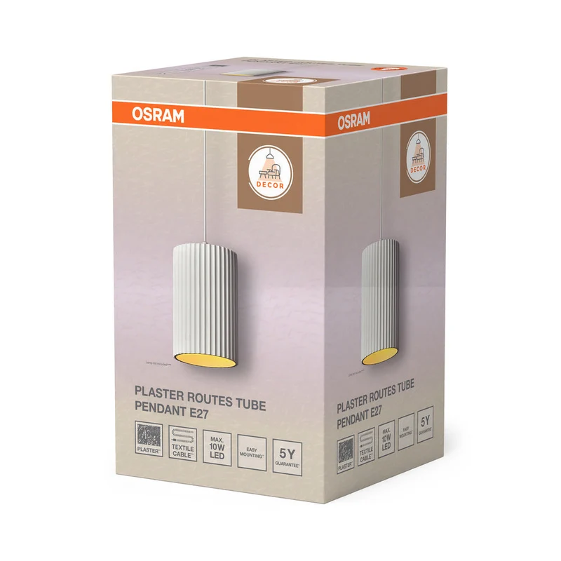 OSRAM DECOR Plaster Routes Tube Lampada a sospensione 1xE27 Bianco