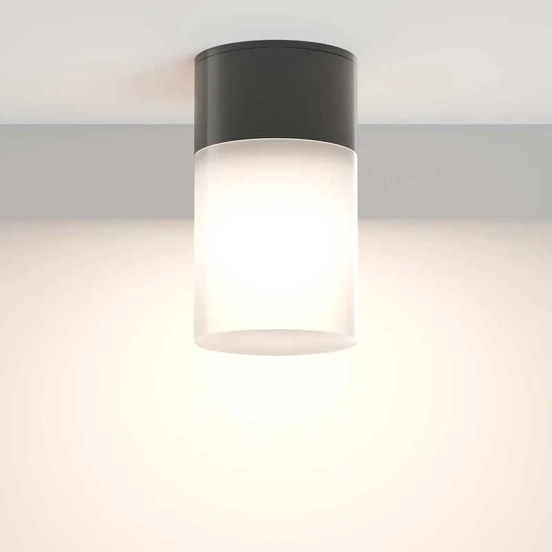 Willis - Plafonnier extérieur cylindrique en acier, style contemporain