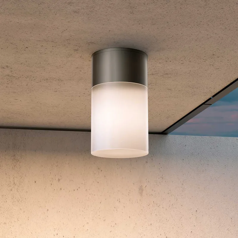 Willis - Plafonnier extérieur cylindrique en acier, style contemporain
