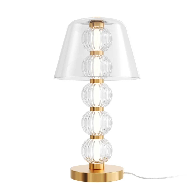 Amulet - Lampe de chevet dorée et verre pour chambre art déco