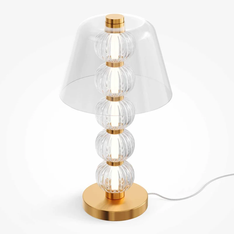 Amulet - Lampe de chevet dorée et verre pour chambre art déco
