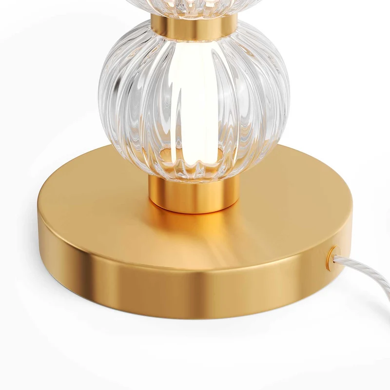 Amulet - Lampe de chevet dorée et verre pour chambre art déco