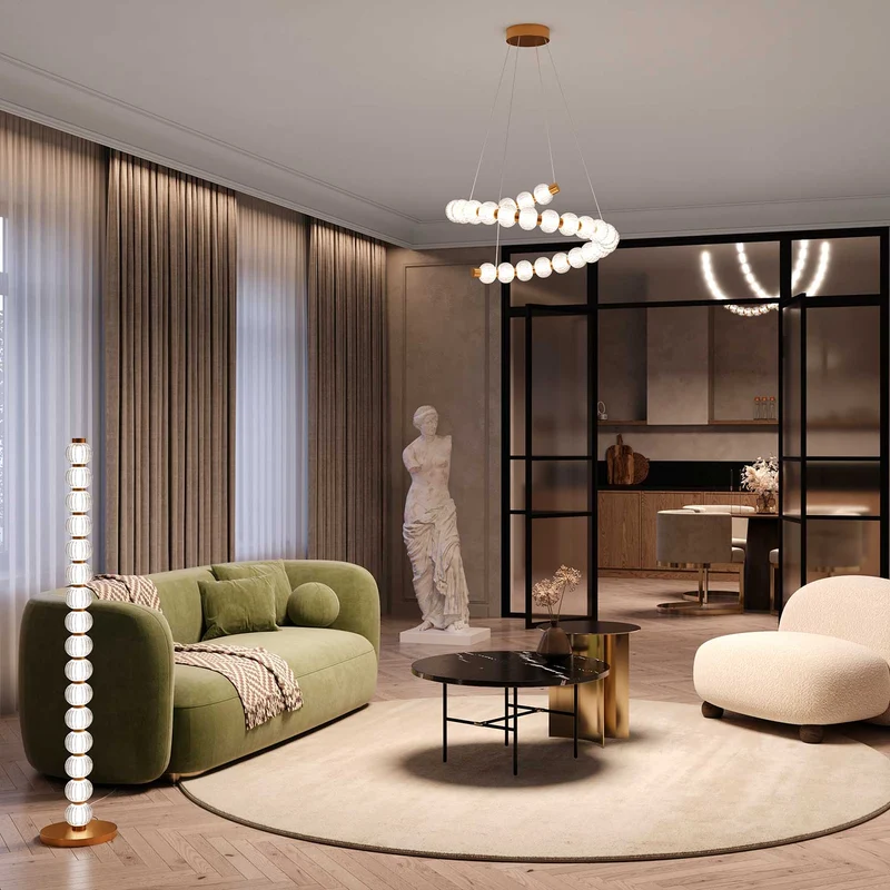 Amulet - Lampadaire design led en verre pour salon moderne