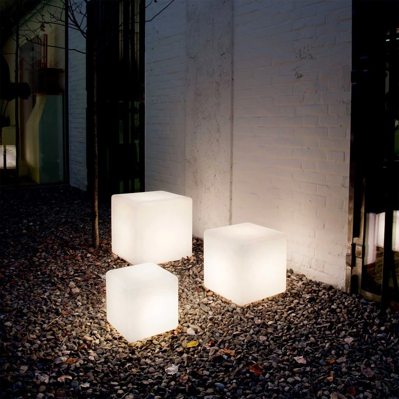 Luna - Lampe d’extérieur cubique en aBS, style contemporain