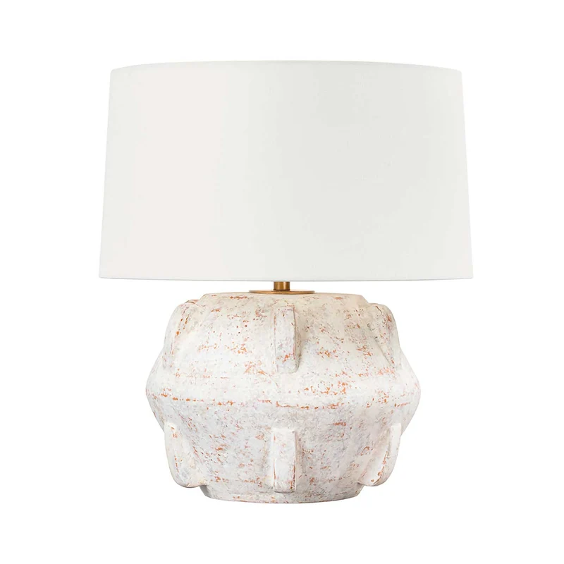 Vanda - Lampe à poser en céramique et lin, style ethnique