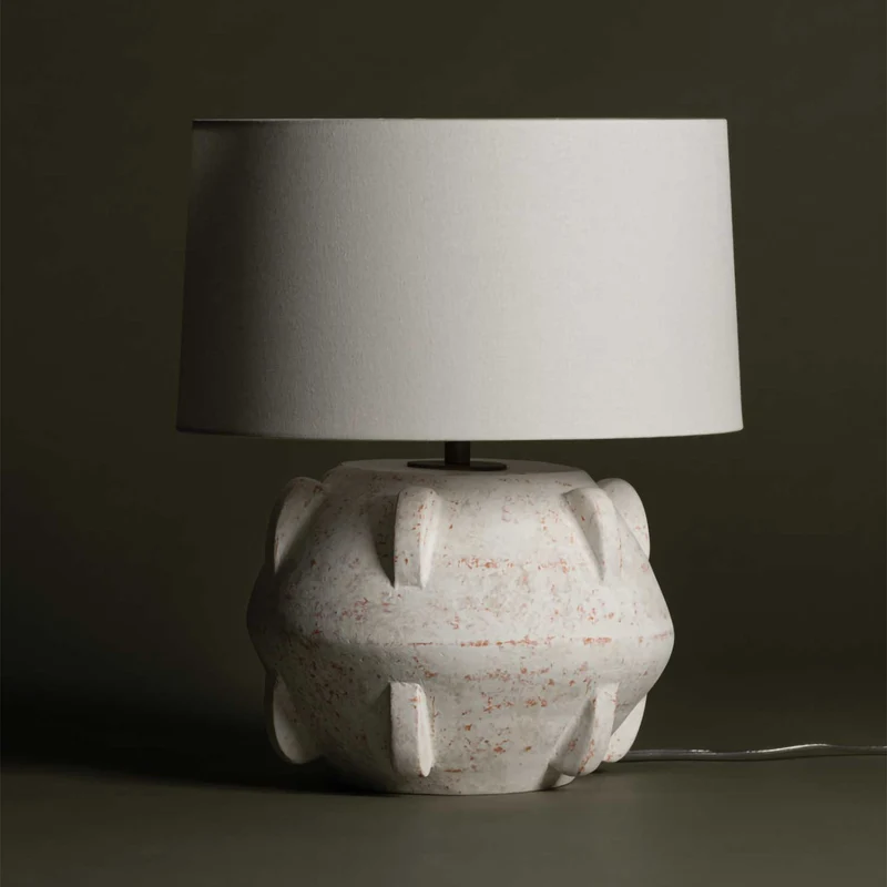Vanda - Lampe à poser en céramique et lin, style ethnique