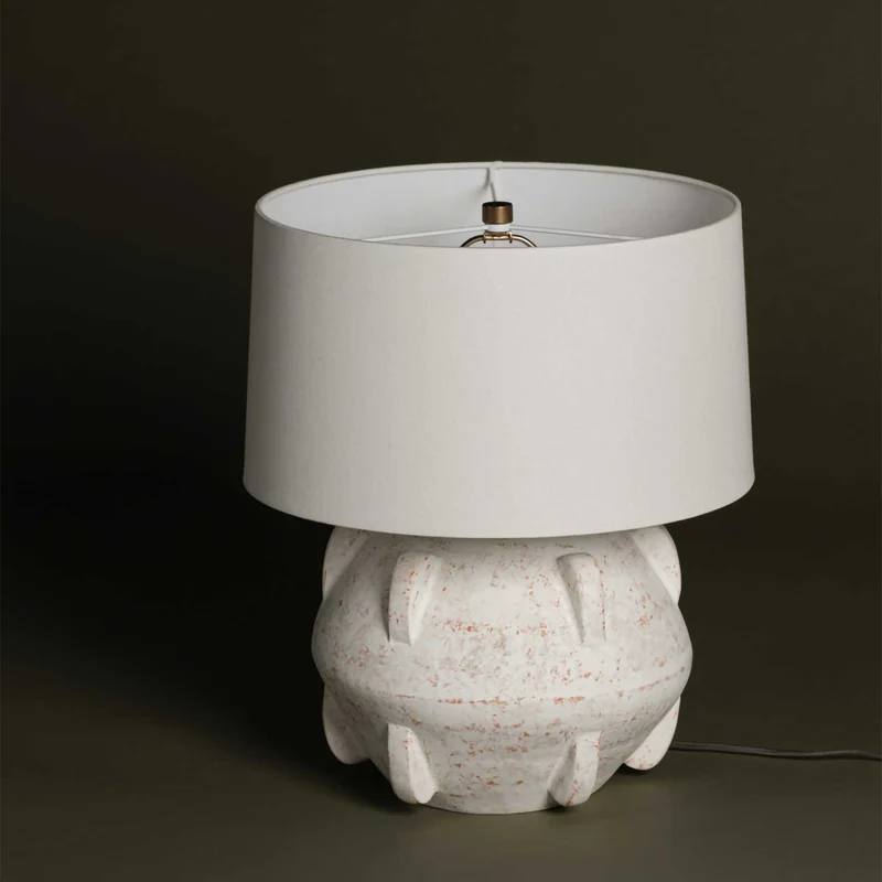 Vanda - Lampe à poser en céramique et lin, style ethnique