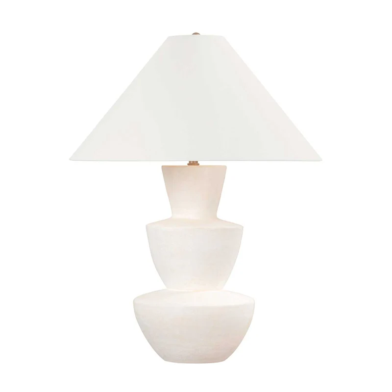 Kamas - Lampe à poser en céramique et lin, style campagne