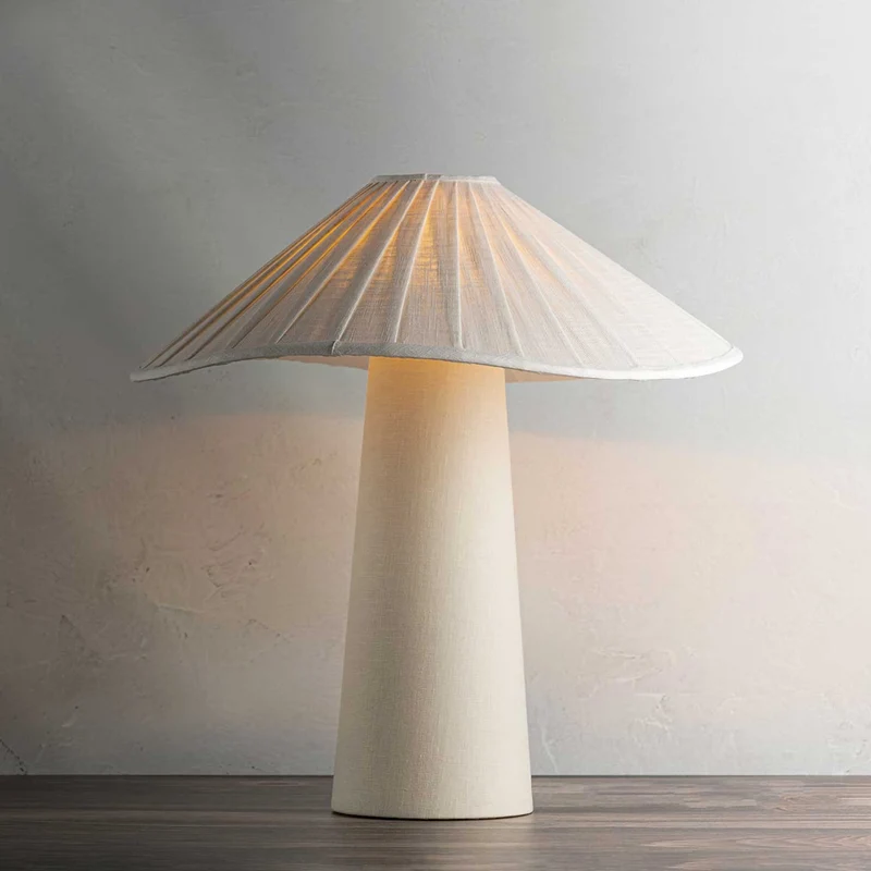 Chanterelle - Lampe à poser en lin blanc cassé, style campagne