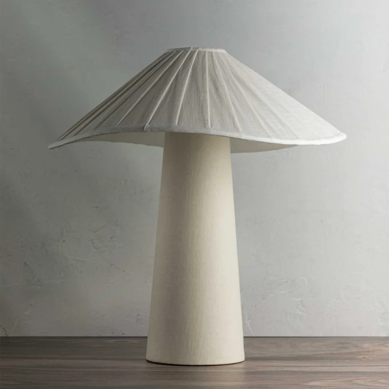 Chanterelle - Lampe à poser en lin blanc cassé, style campagne
