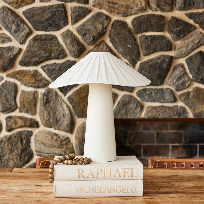 Chanterelle - Lampe à poser en lin blanc cassé, style campagne