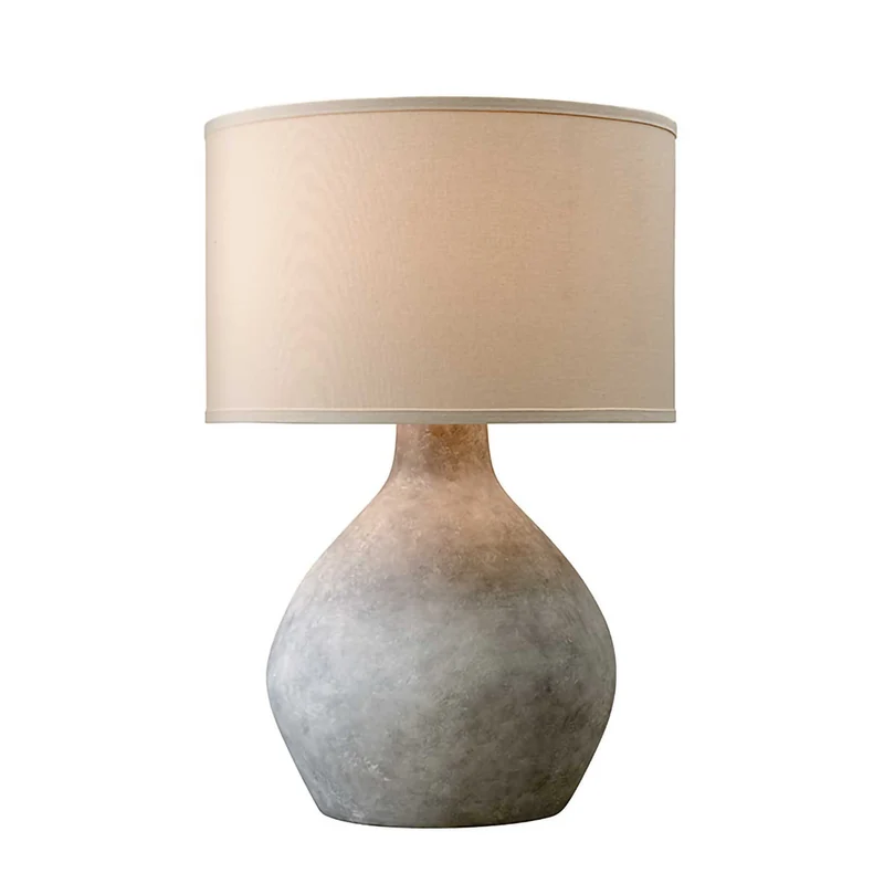Zen - Lampe à poser en pierre et lin, style japandi