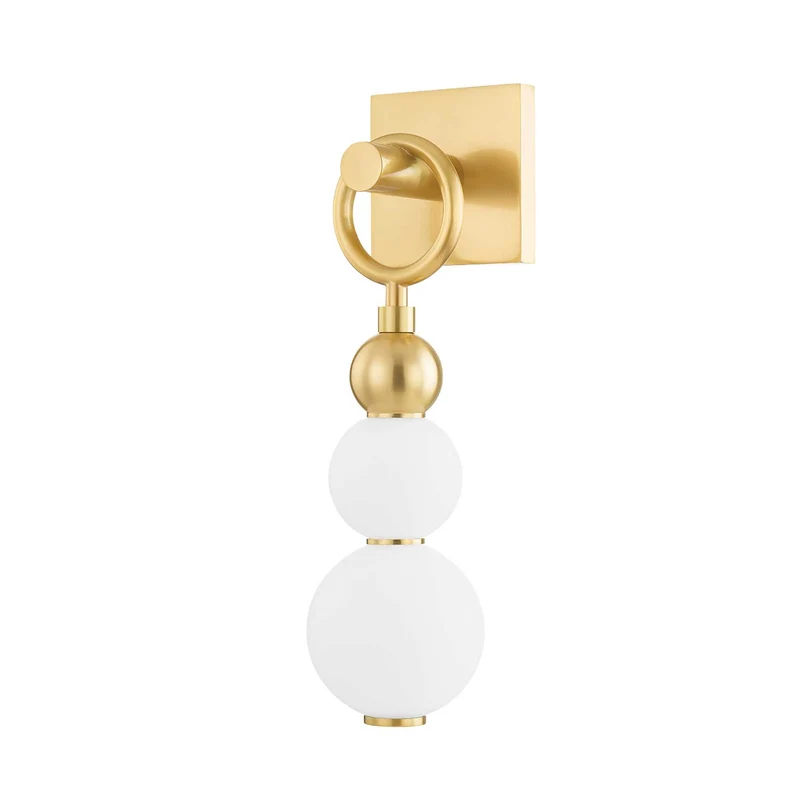 Perrin - Applique murale LED en laiton et verre opalin, style contemporain