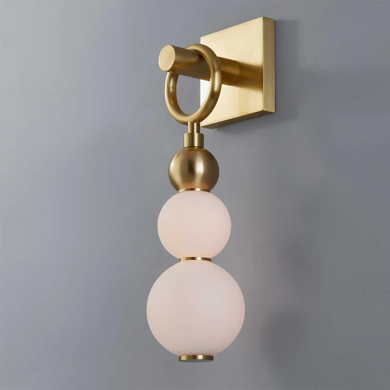 Perrin - Applique murale LED en laiton et verre opalin, style contemporain