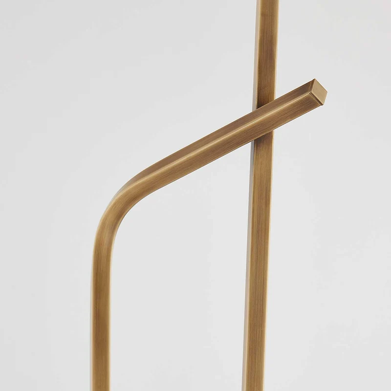 Pearce - Lampadaire en laiton patiné et lin, style vintage