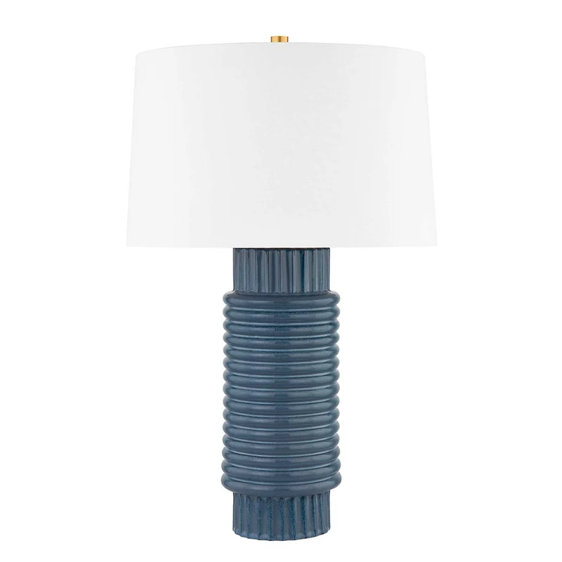 Broderick - Lampe à poser en céramique et lin, style contemporain