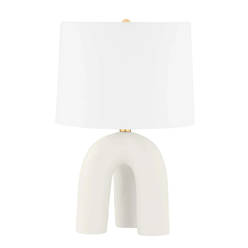 Mills Pond - Lampe à poser en céramique et lin, style contemporain