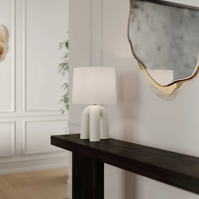 Mills Pond - Lampe à poser en céramique et lin, style contemporain