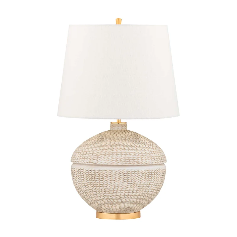 Katonah - Lampe à poser en céramique et lin, style ethnique
