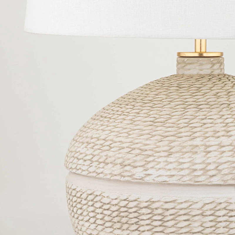 Katonah - Lampe à poser en céramique et lin, style ethnique