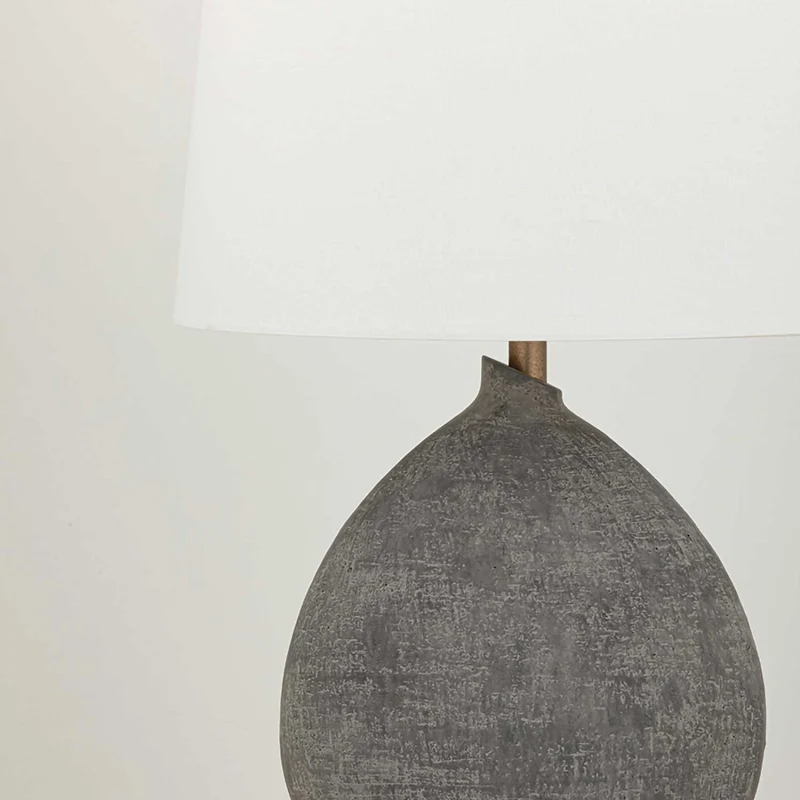 Denali - Lampe à poser en céramique et lin, style ethnique