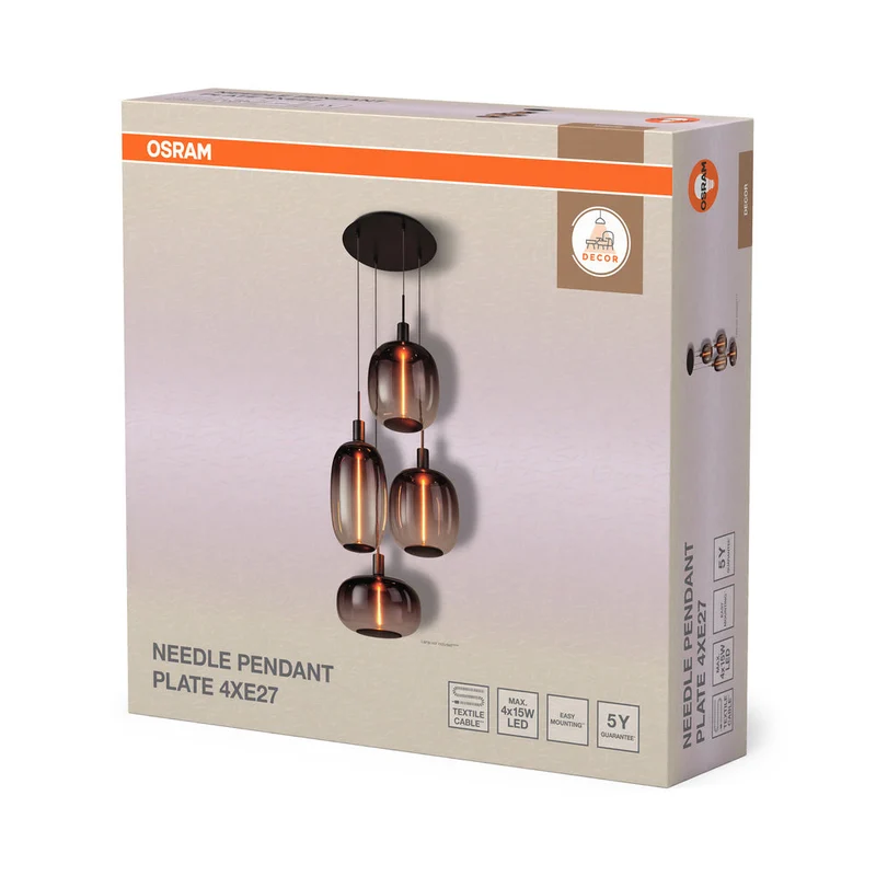OSRAM DECOR Needle Plate Lampada a sospensione 4xE27 Grigio scuro