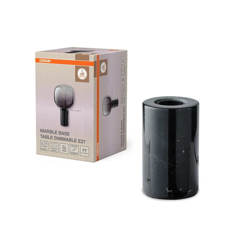 OSRAM DECOR Marble Base Lampada da tavolo Dim E27 Nero
